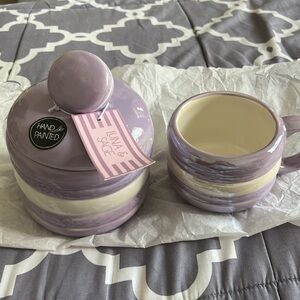 Luna & Sage Macaron Cookie Jar and Mug Set - NWOT